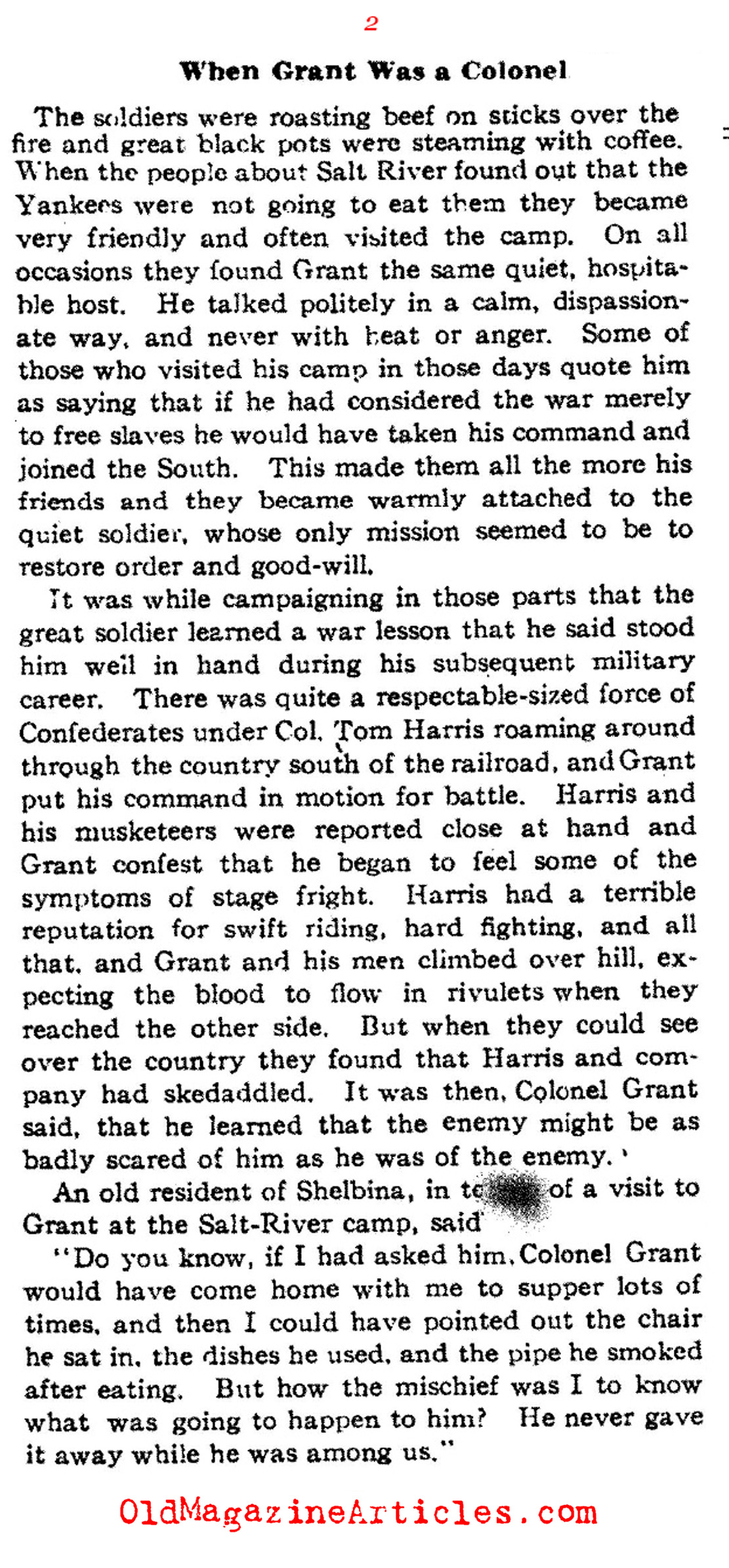 When Grant was a Colonel (Literary Digest, 1908)